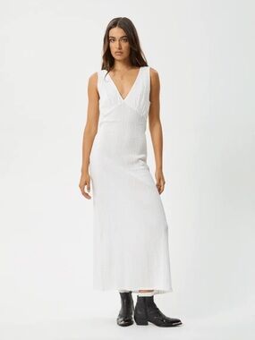 AFENDS Womens Focus - Seersucker Maxi Dress - White